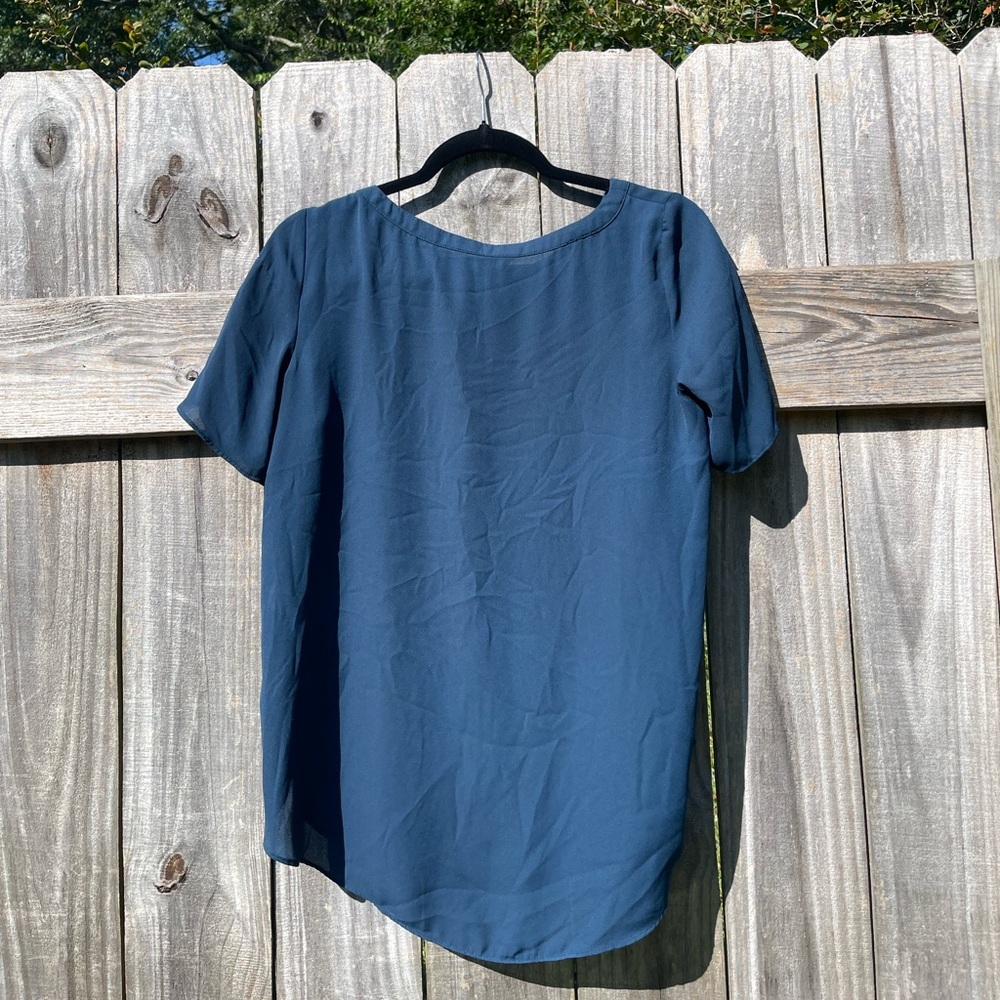 Banana Republic Blue Teal Short Sleeve Top Sz XS - Picture 3 of 6